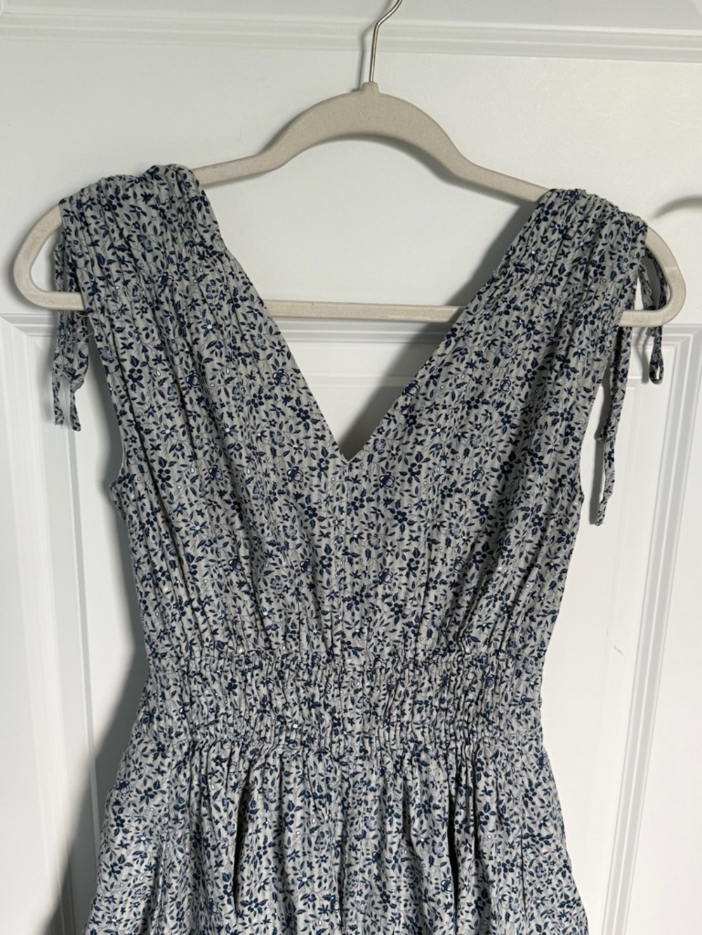 Madewell Blue Florentine Floral Sophia Smocked Midi Dress Size XS 54747 - Picture 10 of 14